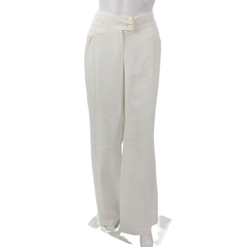 Isabel Marant Womens Dress Pants White Linen Button Size 14